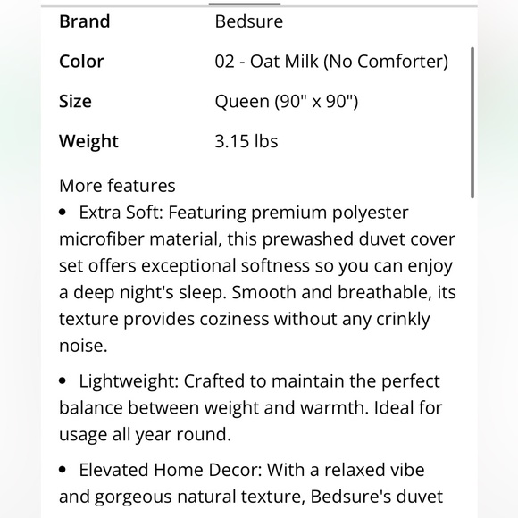 Neutral DUVET Bedding Set-QUEEN SIZE - Picture 2 of 4
